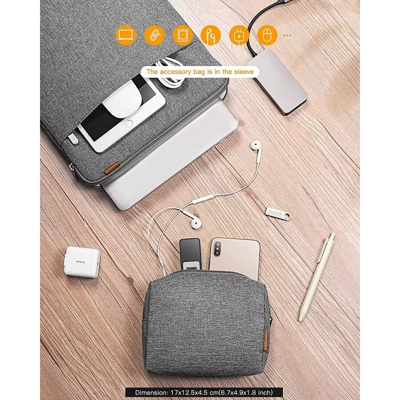 Sleeve case Inateck LB01006 for 35.6 cm (14 inch) laptops, grey, monochromatic surface
