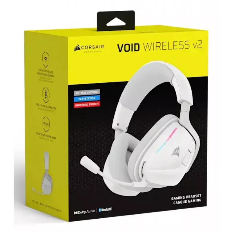 Headset Corsair VOID WIRELESS v2 Wired & Wireless Bluetooth White