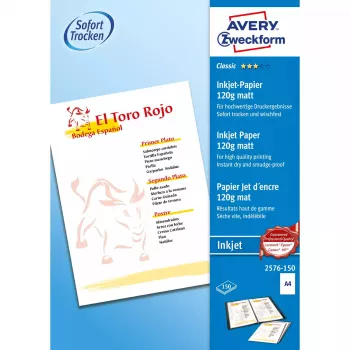 Printing Paper A4 Avery 2576-150 Matt 150 Sheets White