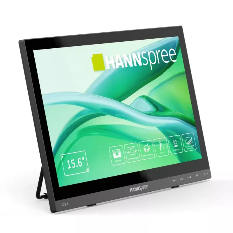 HANNspree HT165HPB 15.6 inch (39.6 cm) Full HD IPS LCD touchscreen monitor 1920×1080, 15 ms, VESA, speakers, black