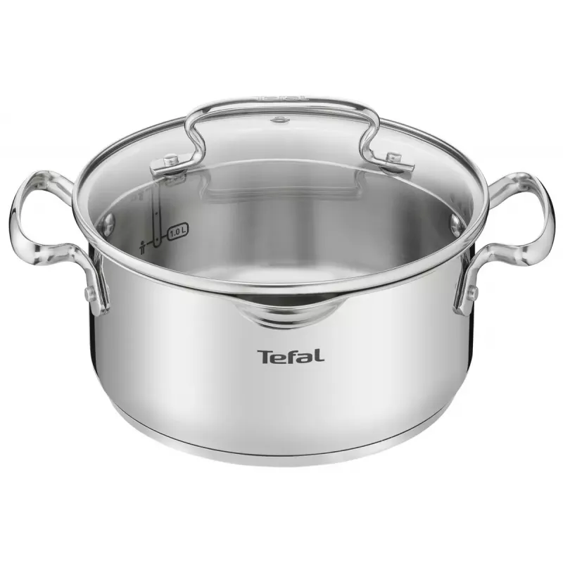 Boiling pan set Tefal Duetto+ G719S7, stainless steel, 7 pcs (saucepans Ø16/20/24 cm, casserole Ø16 cm), induction, lids, ovenproof to 250°C