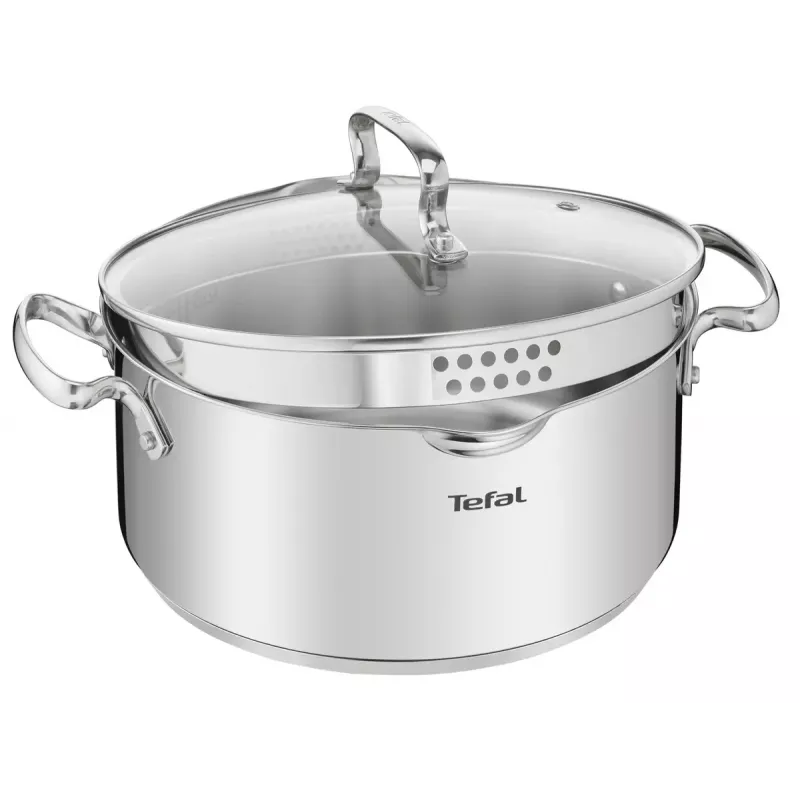 Boiling pan set Tefal Duetto+ G719S7, stainless steel, 7 pcs (saucepans Ø16/20/24 cm, casserole Ø16 cm), induction, lids, ovenproof to 250°C