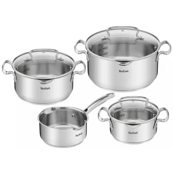 Boiling pan set Tefal Duetto+ G719S7, stainless steel, 7 pcs (saucepans Ø16/20/24 cm, casserole Ø16 cm), induction, lids, ovenproof to 250°C