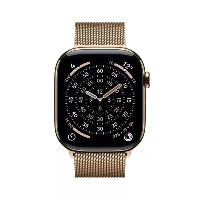 Smartwatch Apple Watch Series 11 GPS + Cellular 46mm Gold Titanium Case with Gold Milanese Loop M/L, 64GB, OLED, 416×496, Waterproof 50m