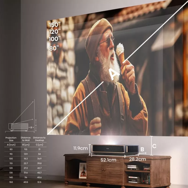 Projector HISENSE PT1 3D Smart TV, 16:9 native, Wi‑Fi & Ethernet, HDR (HLG), HDMI 2.0/2.1, Black