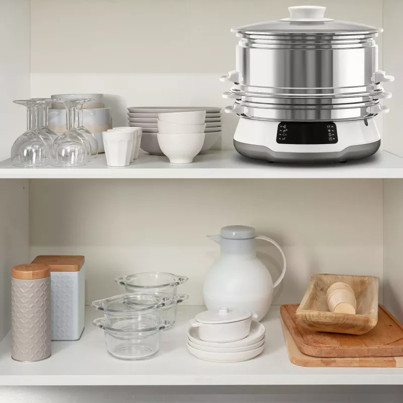 Tefal Convenient Series Deluxe VC502D steam cooker 3 basket(s) Countertop 900 W Stainless steel, White