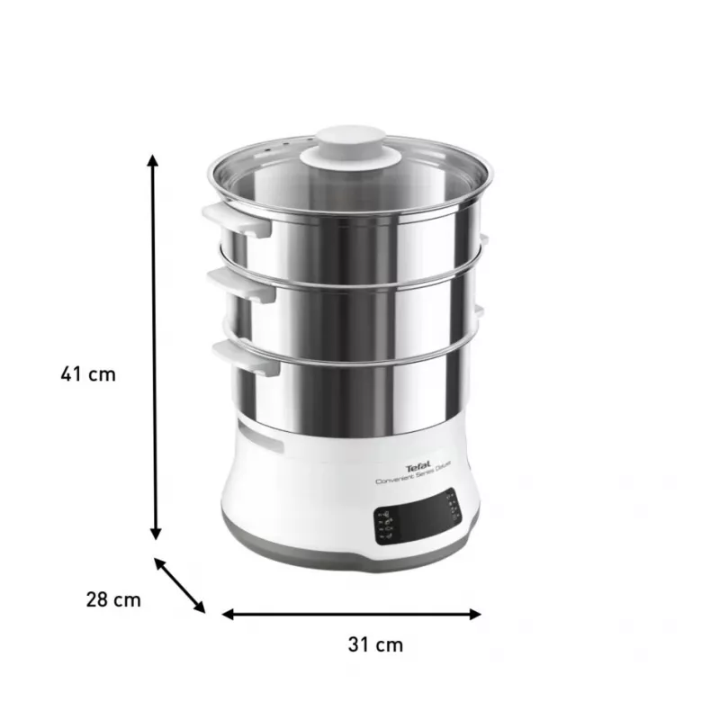 Tefal Convenient Series Deluxe VC502D steam cooker 3 basket(s) Countertop 900 W Stainless steel, White