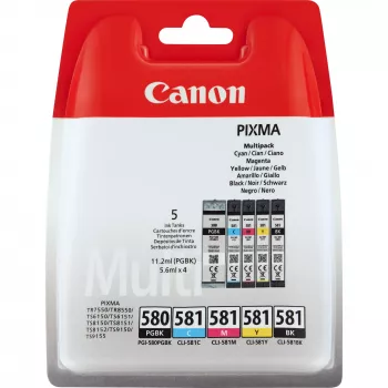 Cartridge Canon PGI-580 PGBK/CLI-581 CMYBK Assorted Black Cyan Magenta