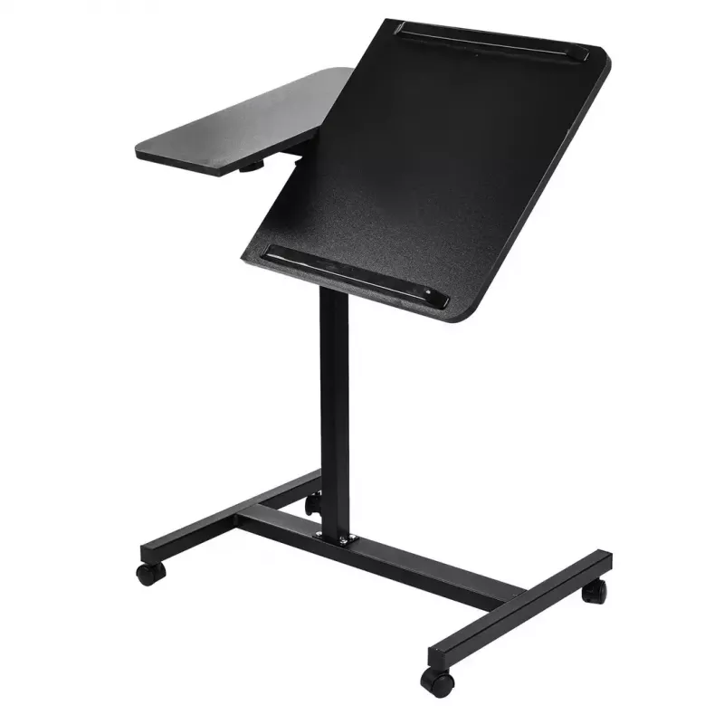 Mobile height-adjustable portable desk stand MACLEAN MC-121 B — adjustable height, tilt, castor wheels, 30 kg load, black
