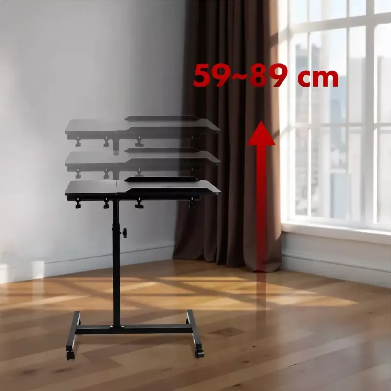 Mobile height-adjustable portable desk stand MACLEAN MC-121 B — adjustable height, tilt, castor wheels, 30 kg load, black
