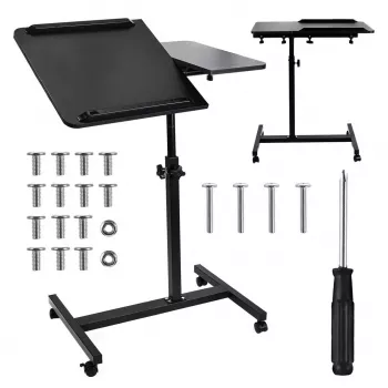 Mobile height-adjustable portable desk stand MACLEAN MC-121 B — adjustable height, tilt, castor wheels, 30 kg load, black