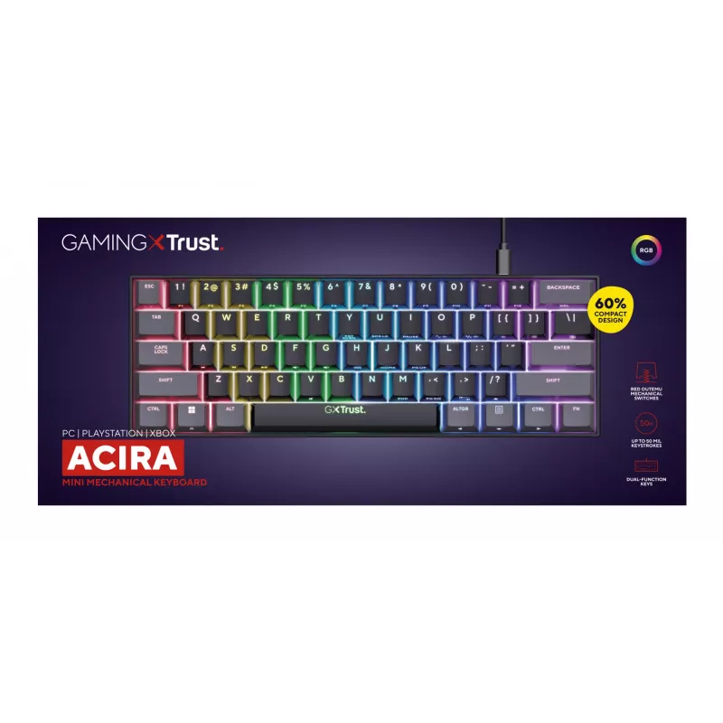 Trust GXT 867 Acira keyboard Gaming USB QWERTY US English Black