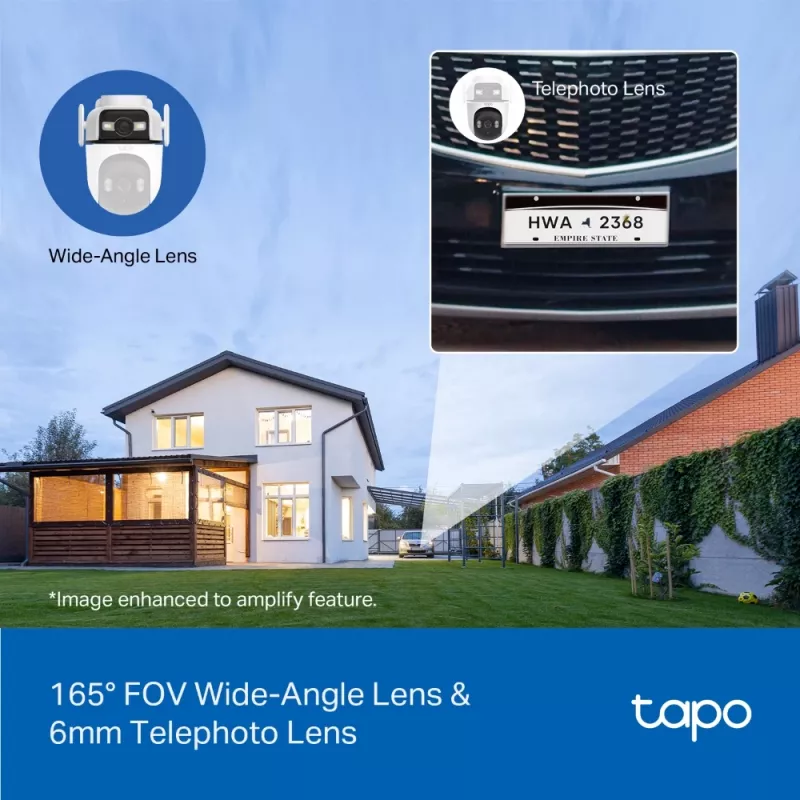 TP-Link Tapo Outdoor Dual Lens Pan/Tilt Security Camera, IP security camera, Outdoor, Wired & Wireless, Ceiling/Wall/Pole, White, Spherical