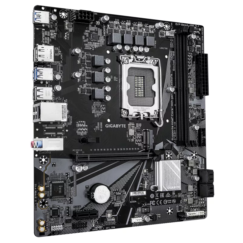 GIGABYTE B760M H V2 Motherboard - Supports Intel Core 14th Gen CPUs, 5+1+1 Phases Digital VRM, up to 8000MHz DDR5 (O.C.), 1xPCIe 4.0 M.2, 1GbE LAN, USB 3.2 Gen1