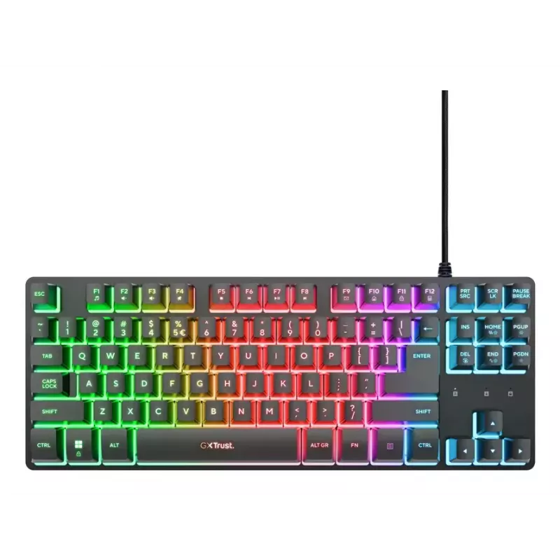 Tenkeyless gaming keyboard TRUST GXT 833 Thado, TKL 87-key, USB, QWERTY US, Membrane, RGB, Black