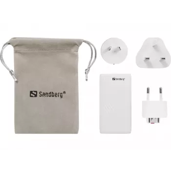 Sandberg 4in1 TravelCharger 65W White, Indoor, AC, 20 V, White