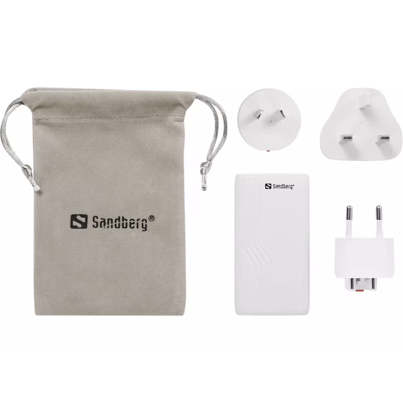 Sandberg 4in1 TravelCharger 65W White, Indoor, AC, 20 V, White