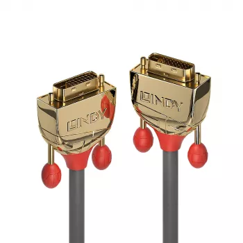 Lindy 7.5m DVI-D Dual Link Cable, Gold Line, 7.6 m, DVI-D, DVI-D, Male, Male, Black, Gold
