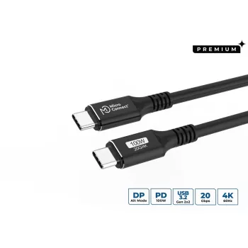 USB-C to USB-C cable MicroConnect USB3.2CC015 — USB 3.2 Gen 2x2, 0.15 m, black