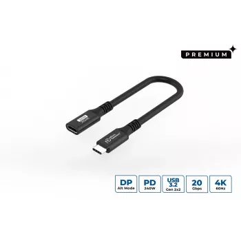 USB-C to USB-C cable MicroConnect USB3.2CC015EX, USB 3.2 Gen 2x2, 0.15 m, black