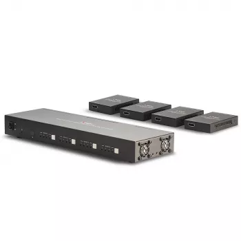 Lindy 70m Cat.6 4x4 HDMI 4K60 Matrix Extender, 3840 x 2160 pixels, AV transmitter & receiver, 70 m, Wired, Black, HDCP
