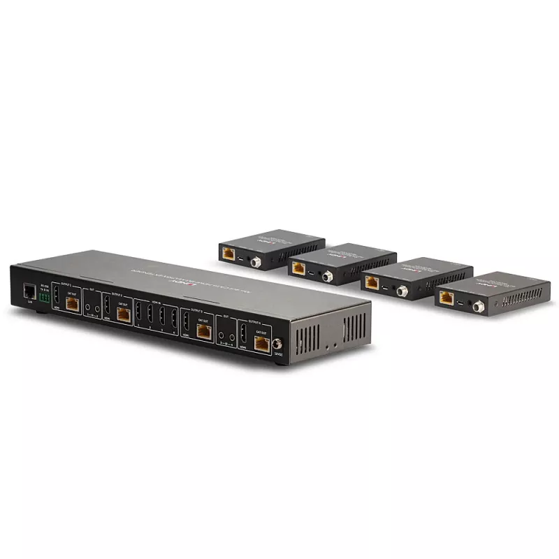 Lindy 70m Cat.6 4x4 HDMI 4K60 Matrix Extender, 3840 x 2160 pixels, AV transmitter & receiver, 70 m, Wired, Black, HDCP