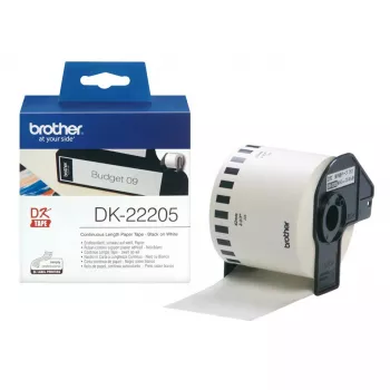 Continuous label Brother DK22205 Black on White 6.2cm x 30.48m