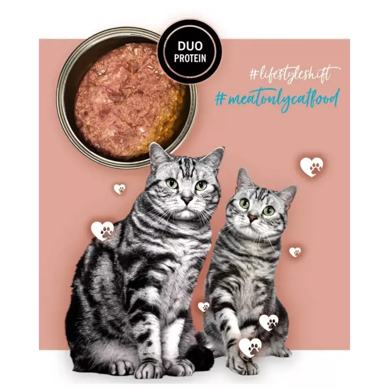 Wet cat food 3coty Turkey with rabbit, 80 g can — complete adult cat feed, protein 20%, fat 9%
