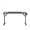 Adjustable-height gaming desk huzaro Hero 3.6 RGB Black — 1400×600 mm, height 560–790 mm, RGB lighting, H-legs