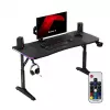 Adjustable-height gaming desk huzaro Hero 3.6 RGB Black — 1400×600 mm, height 560–790 mm, RGB lighting, H-legs