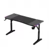Adjustable-height gaming desk huzaro Hero 3.6 RGB Black — 1400×600 mm, height 560–790 mm, RGB lighting, H-legs