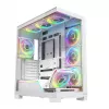 PC case MODECOM VOLCANO STELLAR PLUS ARGB MIDI 8F WHITE — mid-tower, ATX, tempered glass, ARGB lighting, 8 fans, GPU up to 42 cm