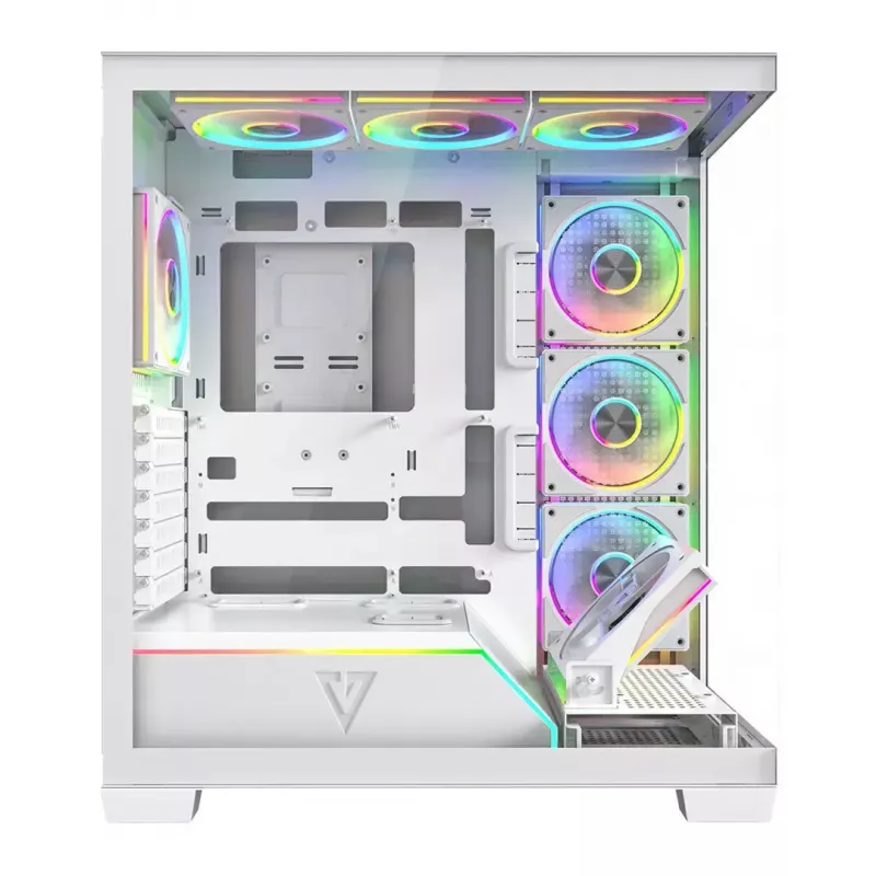PC case MODECOM VOLCANO STELLAR PLUS ARGB MIDI 8F WHITE — mid-tower, ATX, tempered glass, ARGB lighting, 8 fans, GPU up to 42 cm