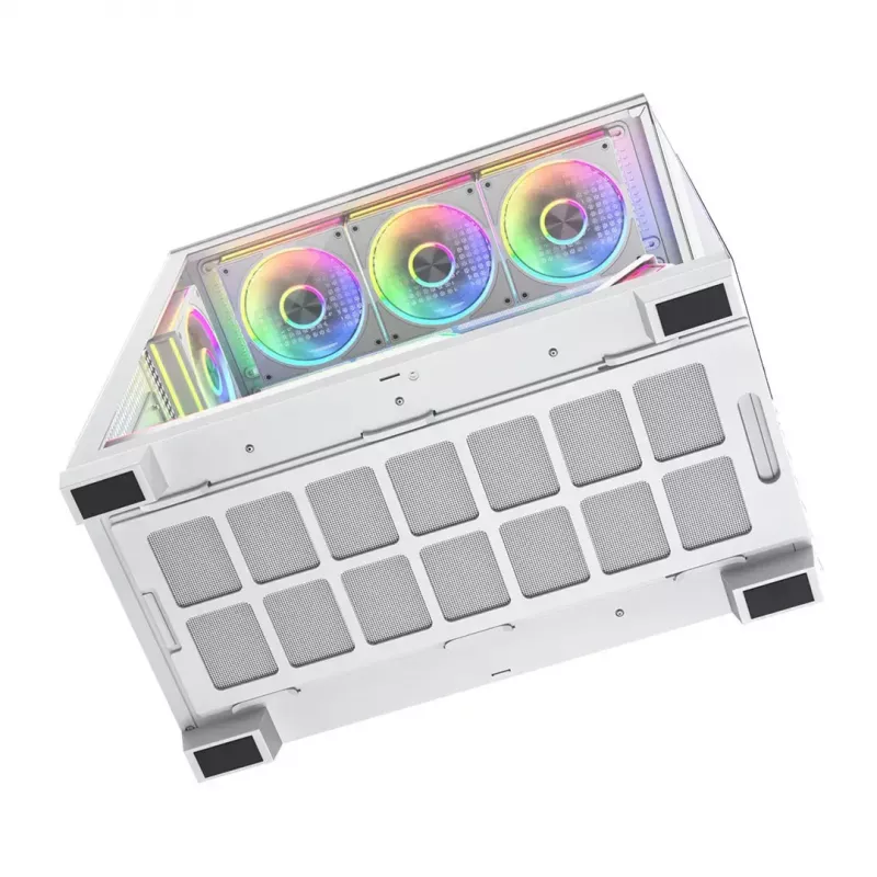 PC case MODECOM VOLCANO STELLAR PLUS ARGB MIDI 8F WHITE — mid-tower, ATX, tempered glass, ARGB lighting, 8 fans, GPU up to 42 cm
