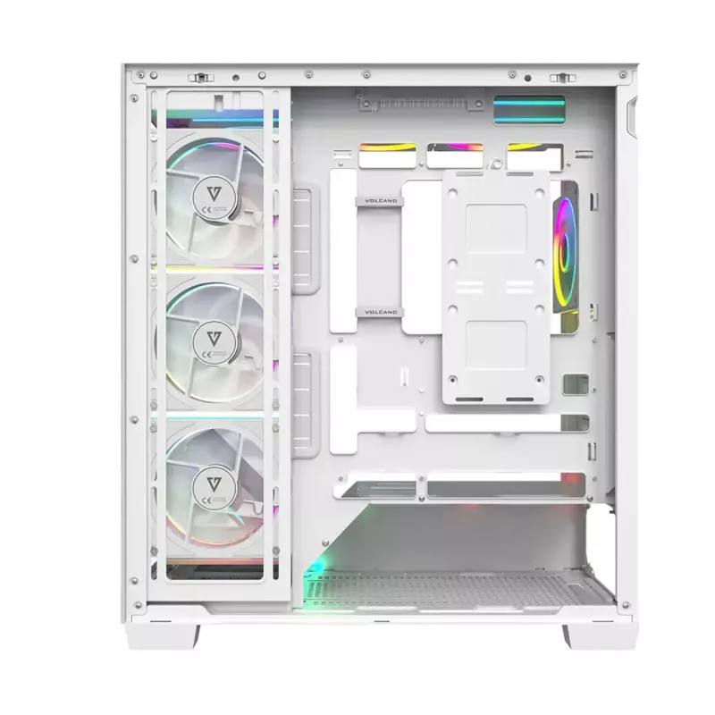 PC case MODECOM VOLCANO STELLAR PLUS ARGB MIDI 8F WHITE — mid-tower, ATX, tempered glass, ARGB lighting, 8 fans, GPU up to 42 cm