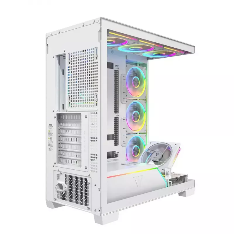 PC case MODECOM VOLCANO STELLAR PLUS ARGB MIDI 8F WHITE — mid-tower, ATX, tempered glass, ARGB lighting, 8 fans, GPU up to 42 cm