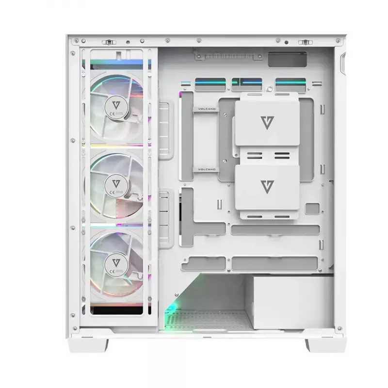 PC case MODECOM VOLCANO STELLAR PLUS ARGB MIDI 8F WHITE — mid-tower, ATX, tempered glass, ARGB lighting, 8 fans, GPU up to 42 cm
