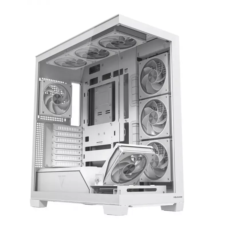 PC case MODECOM VOLCANO STELLAR PLUS ARGB MIDI 8F WHITE — mid-tower, ATX, tempered glass, ARGB lighting, 8 fans, GPU up to 42 cm