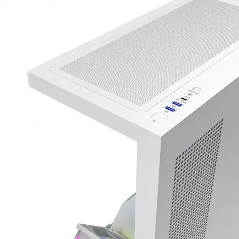 PC case MODECOM VOLCANO STELLAR PLUS ARGB MIDI 8F WHITE — mid-tower, ATX, tempered glass, ARGB lighting, 8 fans, GPU up to 42 cm
