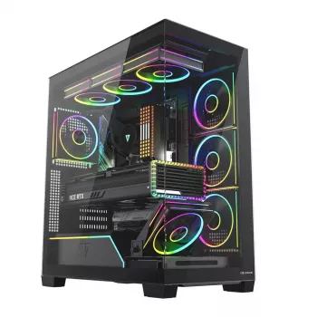 PC mid-tower case MODECOM VOLCANO STELLAR PLUS ARGB MIDI, 5 front fans, tempered glass, USB-C