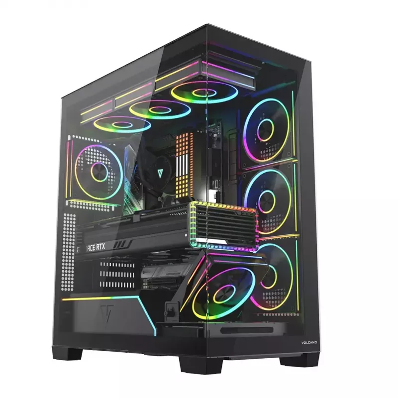 PC mid-tower case MODECOM VOLCANO STELLAR PLUS ARGB MIDI, 5 front fans, tempered glass, USB-C