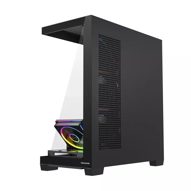 PC mid-tower case MODECOM VOLCANO STELLAR PLUS ARGB MIDI, 5 front fans, tempered glass, USB-C