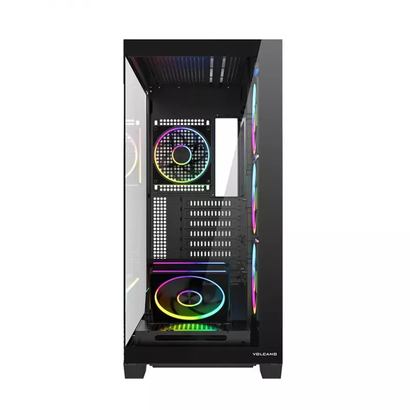 PC mid-tower case MODECOM VOLCANO STELLAR PLUS ARGB MIDI, 5 front fans, tempered glass, USB-C