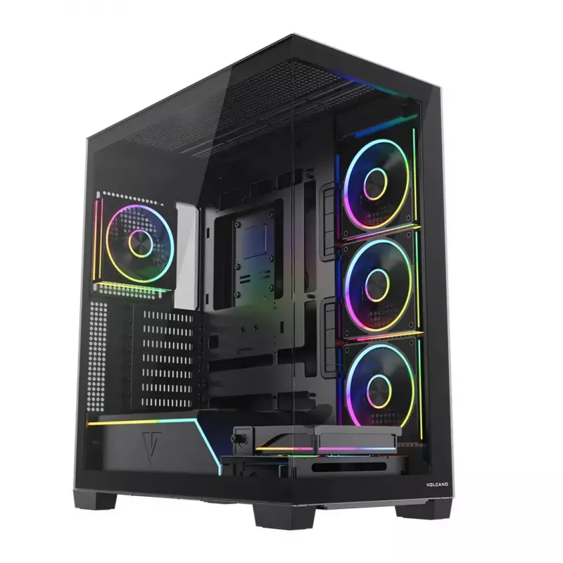 PC mid-tower case MODECOM VOLCANO STELLAR PLUS ARGB MIDI, 5 front fans, tempered glass, USB-C