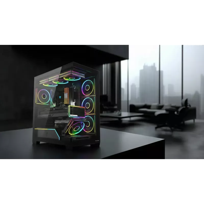 PC mid-tower case MODECOM VOLCANO STELLAR PLUS ARGB MIDI, 5 front fans, tempered glass, USB-C