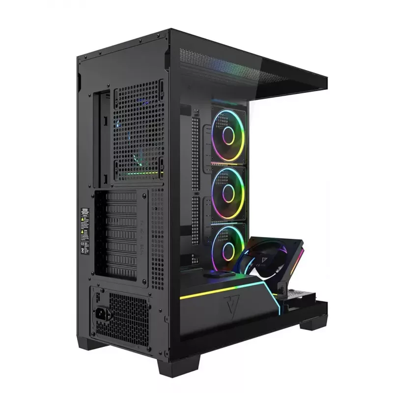 PC mid-tower case MODECOM VOLCANO STELLAR PLUS ARGB MIDI, 5 front fans, tempered glass, USB-C