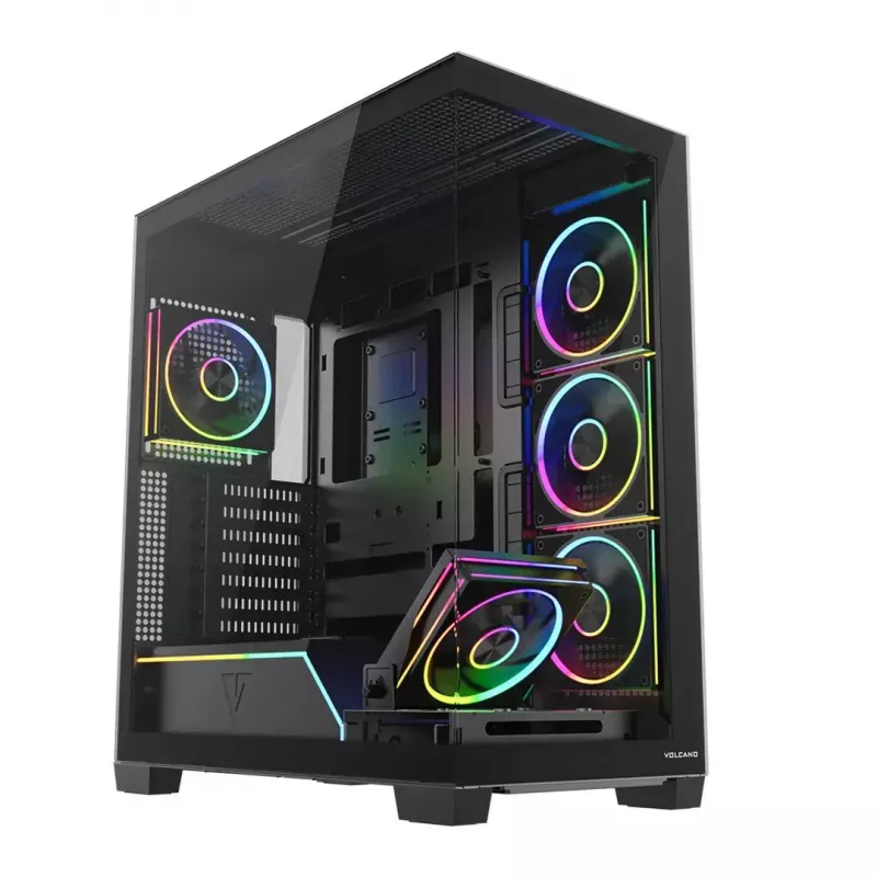 PC mid-tower case MODECOM VOLCANO STELLAR PLUS ARGB MIDI, 5 front fans, tempered glass, USB-C