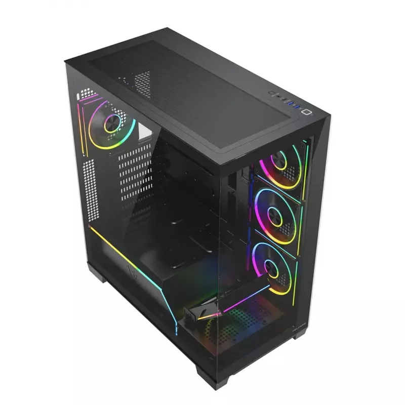 PC mid-tower case MODECOM VOLCANO STELLAR PLUS ARGB MIDI, 5 front fans, tempered glass, USB-C
