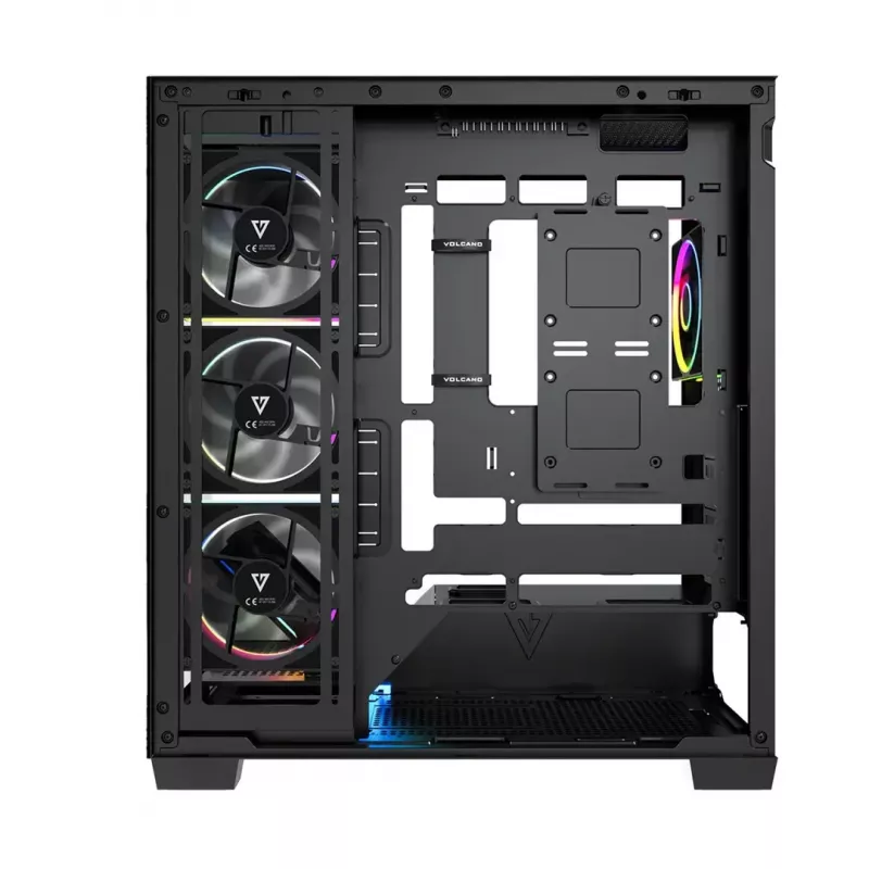 PC mid-tower case MODECOM VOLCANO STELLAR PLUS ARGB MIDI, 5 front fans, tempered glass, USB-C