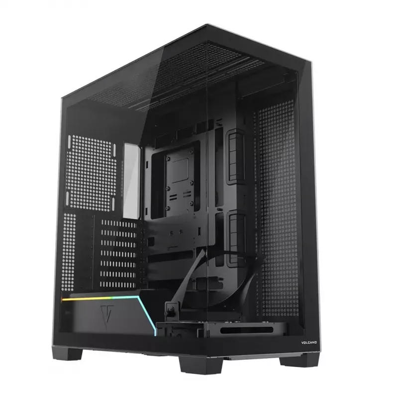 PC case MODECOM VOLCANO STELLAR PLUS MIDI BLACK — mid-tower ATX, tempered glass, USB-C, supports up to 420 mm GPU